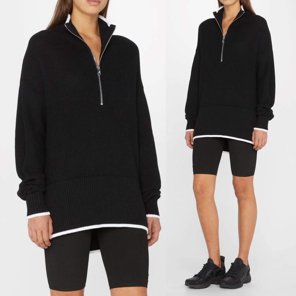 NWOT VARLEY Cooper Knit Half-Zip Pullover in Black